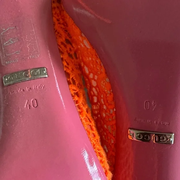 Gucci Elegant Orange Lace Mary Jane Heels Sz 40 - Picture 9 of 13